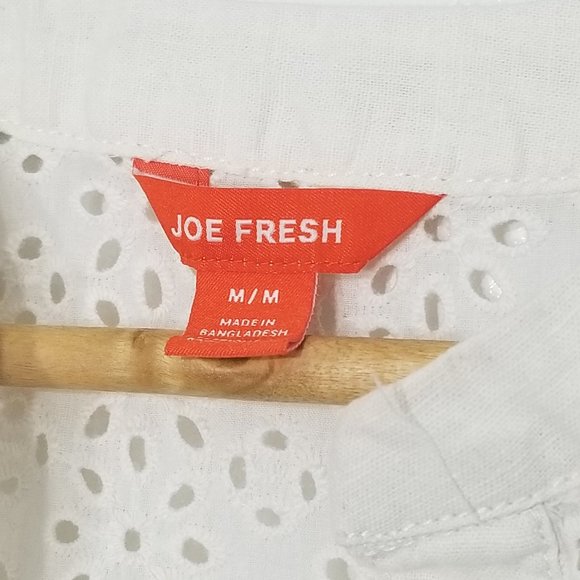 Joe Fresh | White Eyelet Linen Shift Dress - Picture 2 of 9